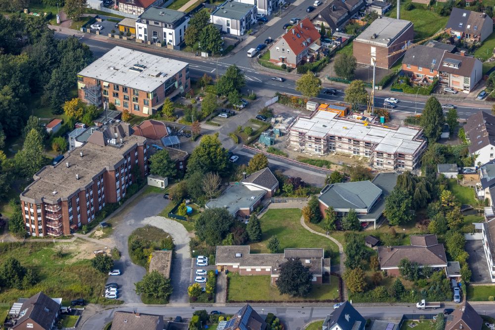 Aerial image Hamm - Construction site for the multi-family residential building Mehrgenerationenhaus on street Alter Uentroper Weg in the district Norddinker in Hamm at Ruhrgebiet in the state North Rhine-Westphalia, Germany