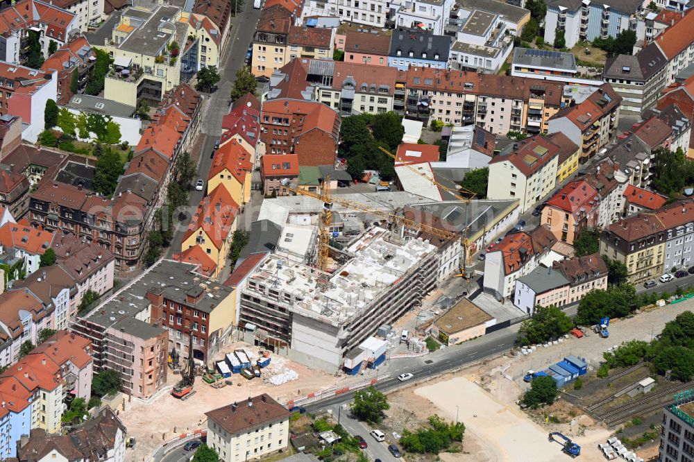 Aerial image Nürnberg - Construction site for the multi-family residential building in Nuremberg in the state Bavaria, Germany