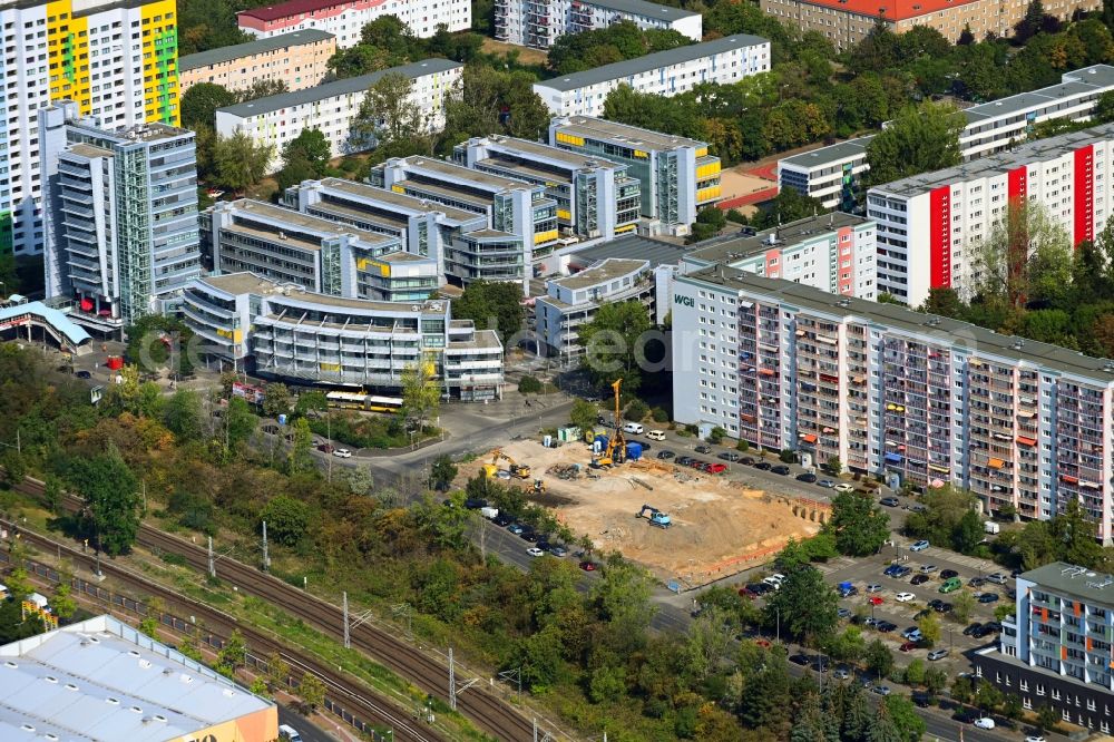 Aerial photograph Berlin - Construction site for the multi-family residential building between Storkower Strasse and Rudolf-Seiffert-Strasse in the district Fennpfuhl in Berlin, Germany