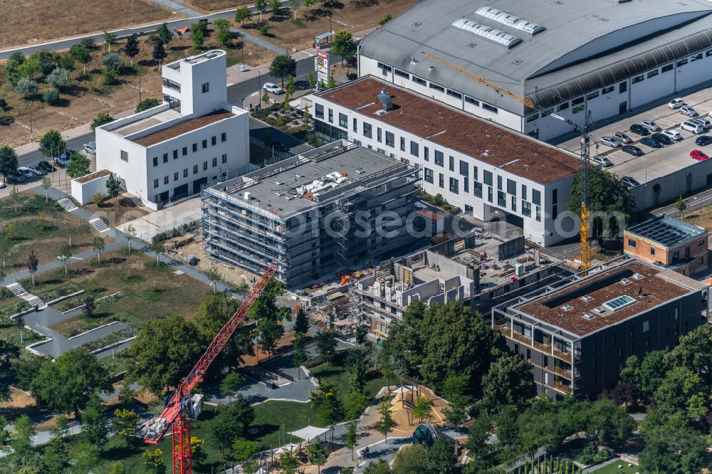 Würzburg from above - Construction site for the multi-family residential building on street Elisabeth-Scheuring-Strasse - Am Terassenpark in the district Frauenland in Wuerzburg in the state Bavaria, Germany