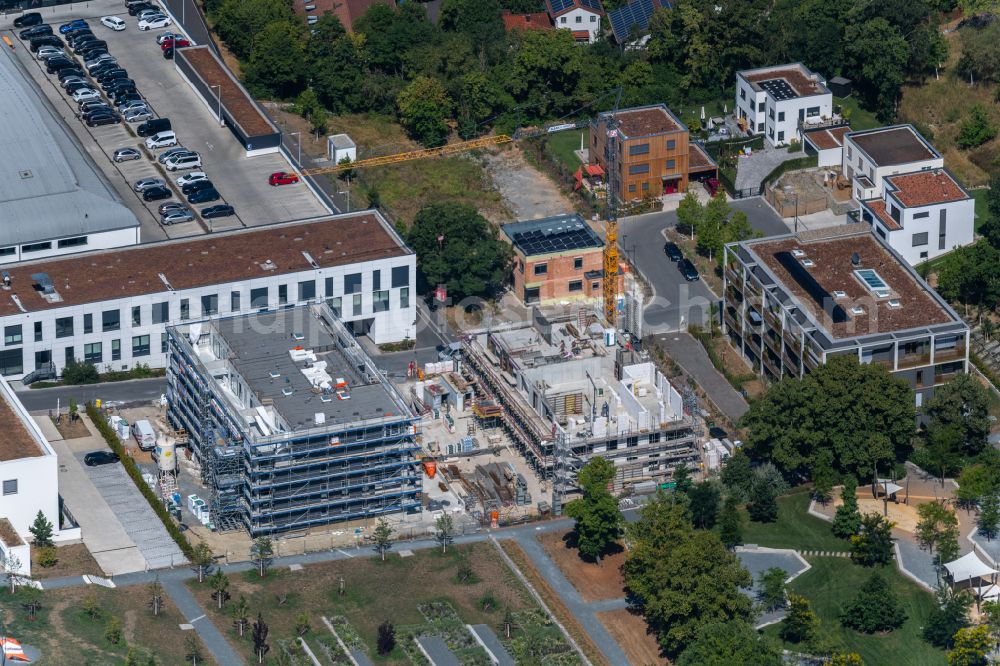 Aerial image Würzburg - Construction site for the multi-family residential building on street Elisabeth-Scheuring-Strasse - Am Terassenpark in the district Frauenland in Wuerzburg in the state Bavaria, Germany