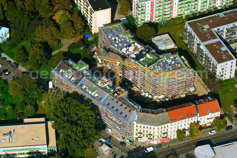 Aerial photograph Berlin - Construction site for the multi-family residential building on Einbecker Strasse in the district Friedrichsfelde in Berlin, Germany