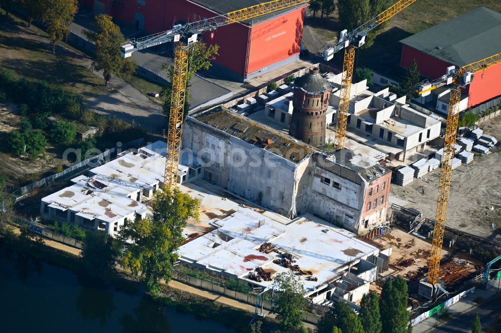 Aerial image Berlin - Construction site for the multi-family residential building on street Kleine Eiswerderstrasse in the district Haselhorst in Berlin, Germany