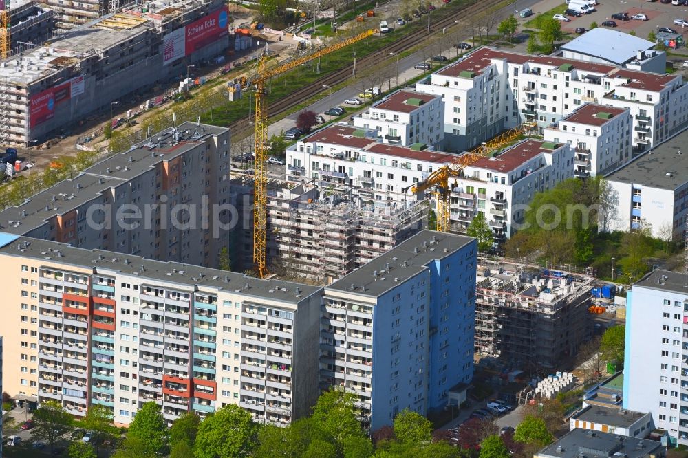 Aerial photograph Berlin - Construction site for the multi-family residential building on Mittenwalder Strasse in the district Hellersdorf in Berlin, Germany