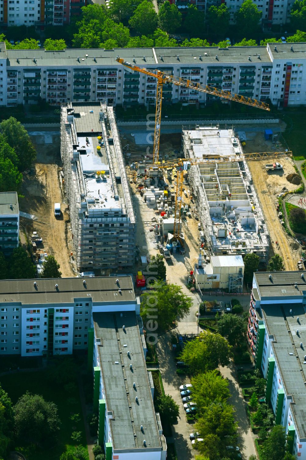 Aerial photograph Berlin - Construction site for the multi-family residential building on street Bodo-Uhse-Strasse in the district Hellersdorf in Berlin, Germany
