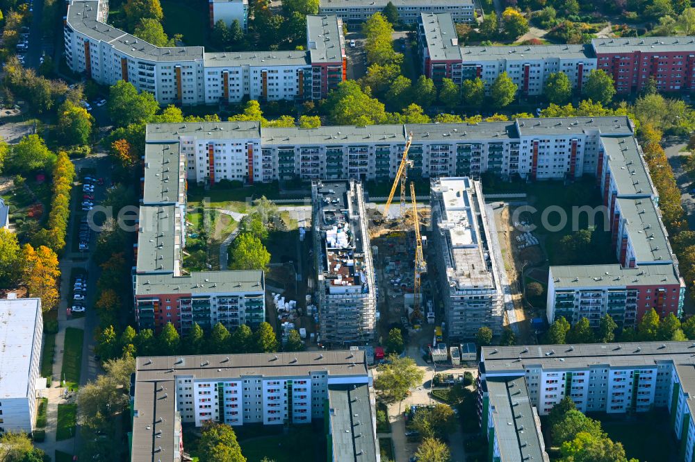 Aerial image Berlin - Construction site for the multi-family residential building on street Bodo-Uhse-Strasse in the district Hellersdorf in Berlin, Germany