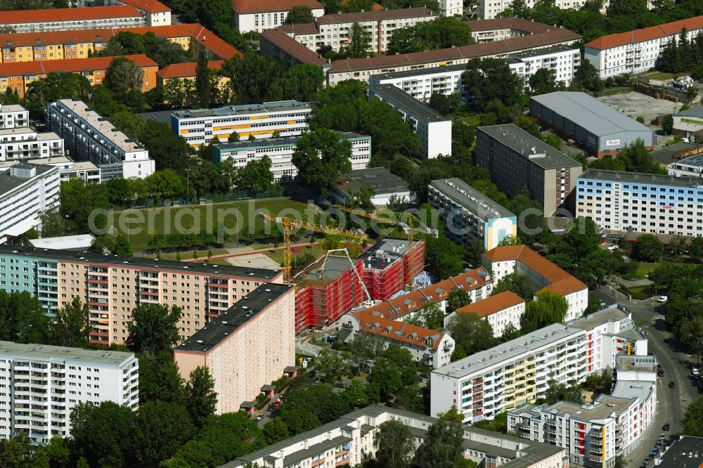 Aerial image Berlin - Construction site for the multi-family residential building on Neustrelitzer Strasse in the district Hohenschoenhausen in Berlin, Germany