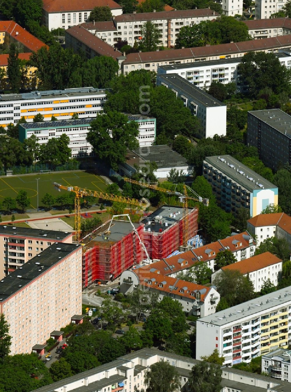 Aerial photograph Berlin - Construction site for the multi-family residential building on Neustrelitzer Strasse in the district Hohenschoenhausen in Berlin, Germany