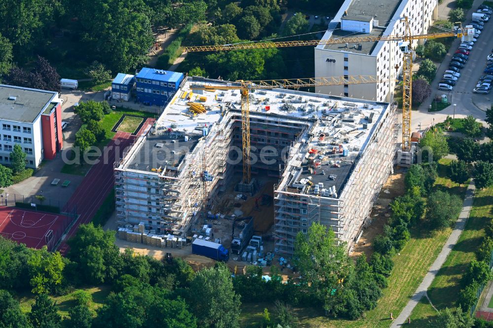 Aerial photograph Berlin - Construction site for the multi-family residential building on street Wittenberger Strasse in the district Marzahn in Berlin, Germany