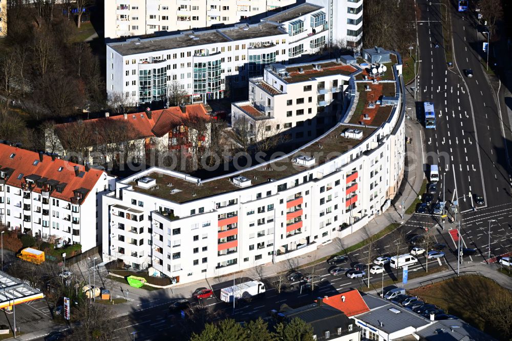 Aerial photograph München - Construction site for the multi-family residential building Scapinellistrasse corner Lortinger Strasse in the district Pasing-Obermenzing in Munich in the state Bavaria, Germany
