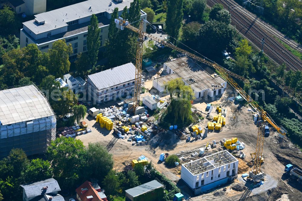 Aerial photograph Potsdam - Construction site for the multi-family residential building on street Geschwister-Scholl-Strasse - Feldweg in the district Potsdam West in Potsdam in the state Brandenburg, Germany