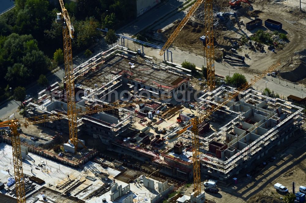 Aerial photograph Berlin - Construction site for the multi-family residential building on Maselakepark in the district Spandau Hakenfelde in Berlin, Germany