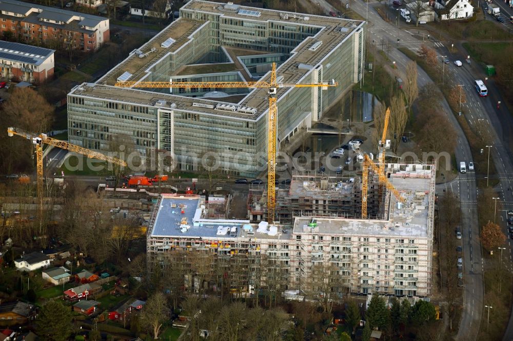 Aerial photograph Hamburg - Construction site for the multi-family residential building on Friedrich-Ebert-Donm in the district Tonndorf in Hamburg, Germany