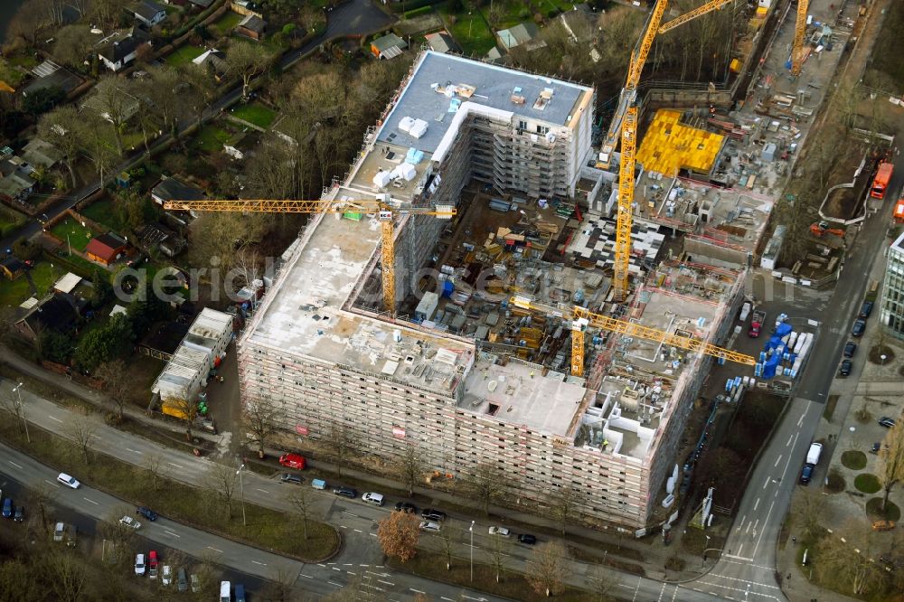 Aerial photograph Hamburg - Construction site for the multi-family residential building on Friedrich-Ebert-Donm in the district Tonndorf in Hamburg, Germany