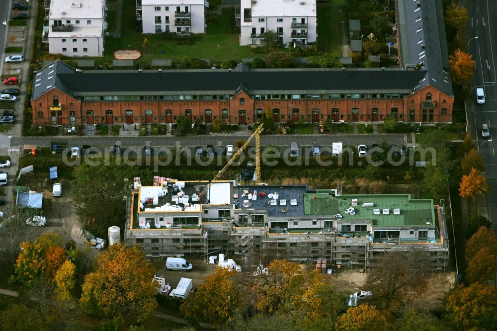 Aerial photograph Potsdam - Construction site for the multi-family residential building of the project Conde Potsdam on Schmiedegasse - Schlegelstrasse in Potsdam in the state Brandenburg, Germany