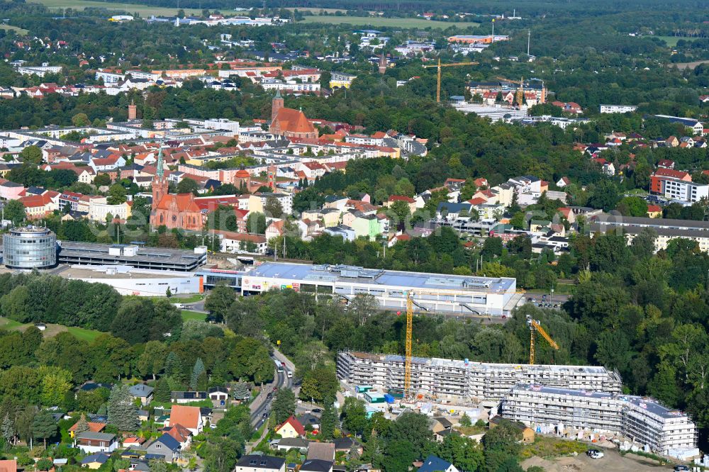Aerial image Bernau - Construction site for the multi-family residential building of Projekts Panke Aue on Schoenfelder Weg in Bernau in the state Brandenburg, Germany