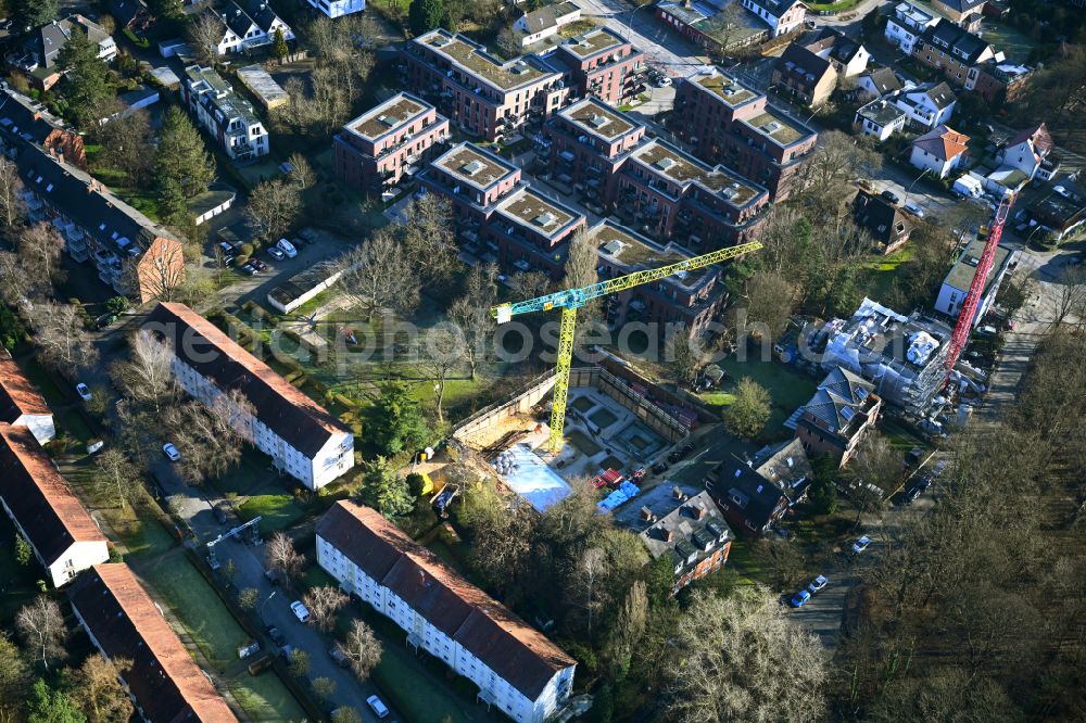 Hamburg from above - Construction site for the multi-family residential building of Projekts Parkside2 on Willinks Park in the district Lokstedt in Hamburg, Germany