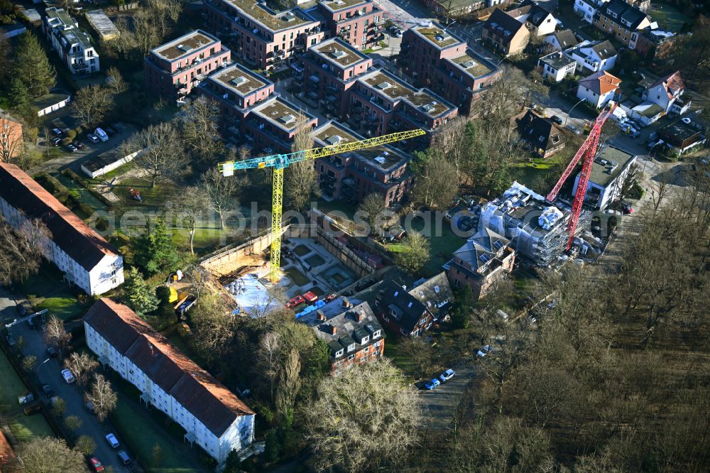 Hamburg from the bird's eye view: Construction site for the multi-family residential building of Projekts Parkside2 on Willinks Park in the district Lokstedt in Hamburg, Germany