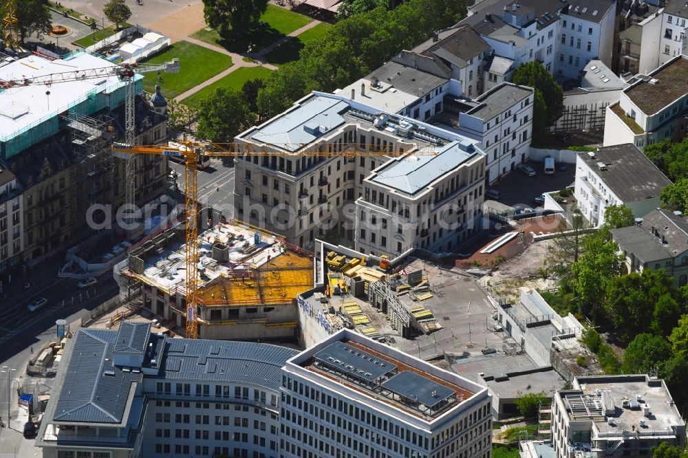 Aerial image Wiesbaden - Construction site for the multi-family residential building Quartier Kureck on Taunustrasse in Wiesbaden in the state Hesse, Germany