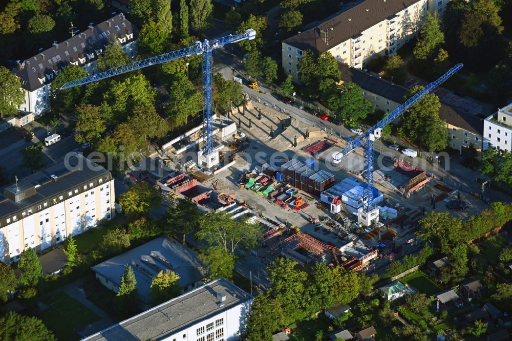 Aerial image München - Construction site for the multi-family residential building Reinmarplatz - Dantestrasse in the district Neuhausen-Nymphenburg in Munich in the state Bavaria, Germany