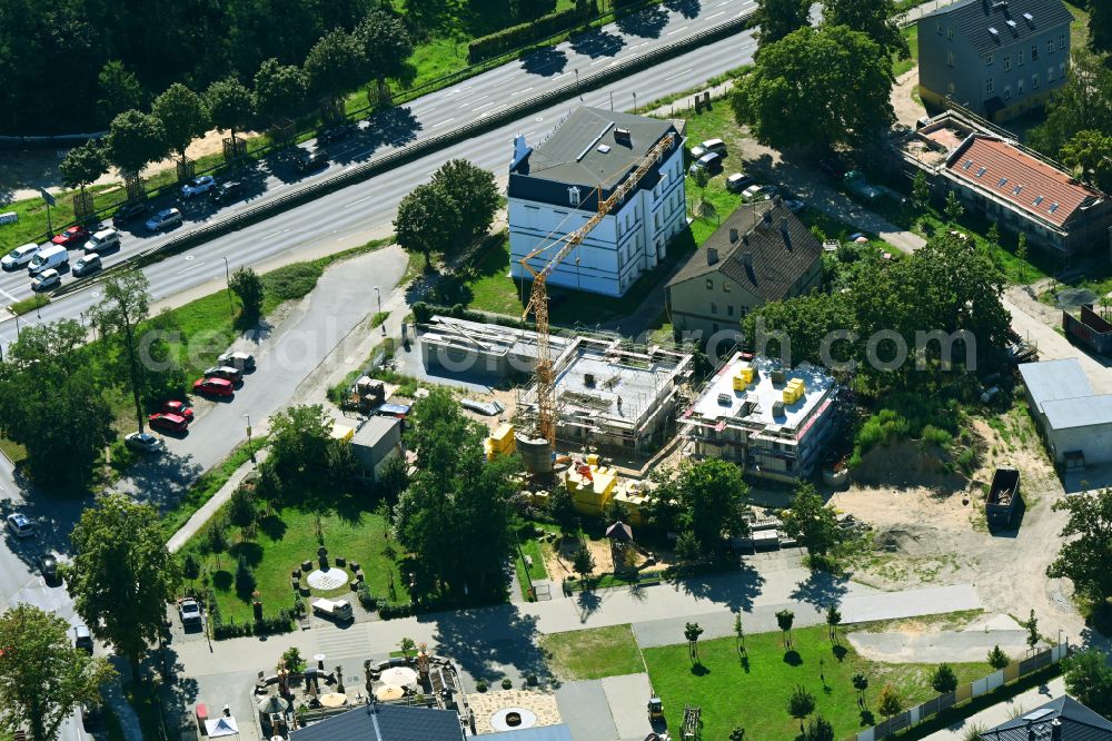 Aerial photograph Hoppegarten - Construction site for the multi-family residential building on Rennbahnallee in the district Dahlwitz in Hoppegarten in the state Brandenburg, Germany