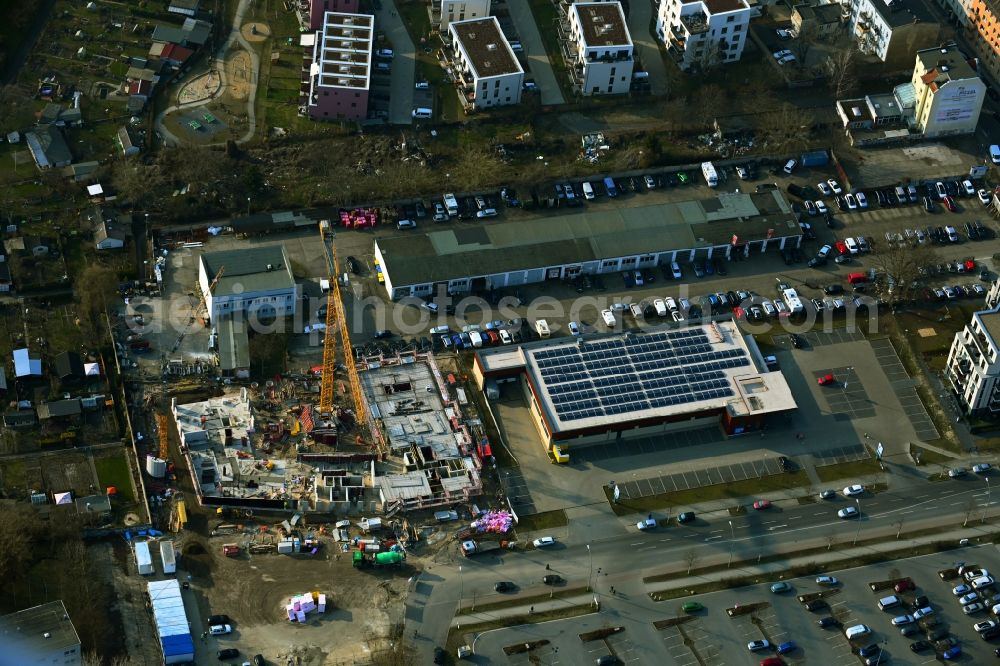 Aerial photograph Berlin - Construction site for the multi-family residential building on Rummelsburger Strasse in the district Rummelsburg in Berlin, Germany