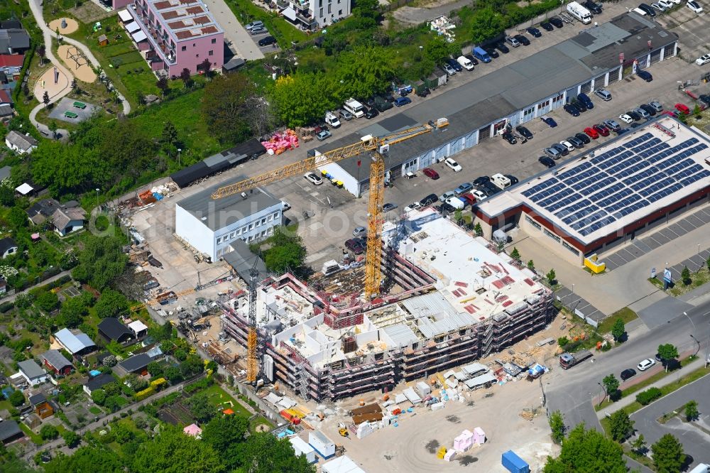 Aerial image Berlin - Construction site for the multi-family residential building on Rummelsburger Strasse in the district Rummelsburg in Berlin, Germany