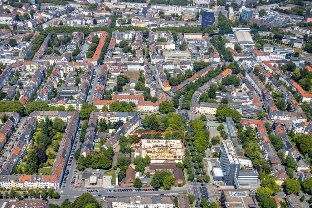 Aerial photograph Dortmund - Construction site for the multi-family residential building Suedtribuene on Markgrafenstrasse in Dortmund in the state North Rhine-Westphalia, Germany