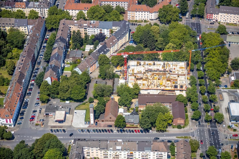 Dortmund from above - Construction site for the multi-family residential building Suedtribuene on Markgrafenstrasse in Dortmund in the state North Rhine-Westphalia, Germany