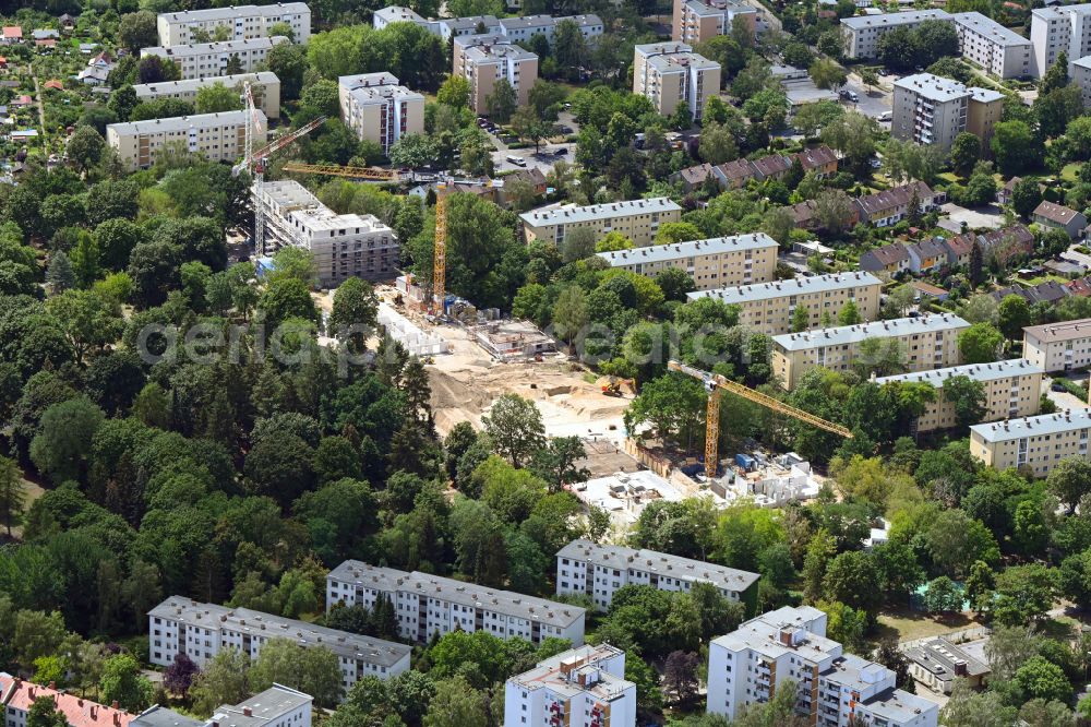 Aerial image Berlin - Construction site for the multi-family residential building in Septimer Viertel on street Septimerstrasse in the district Reinickendorf in Berlin, Germany