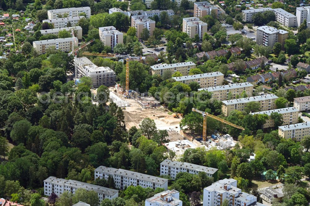 Aerial photograph Berlin - Construction site for the multi-family residential building in Septimer Viertel on street Septimerstrasse in the district Reinickendorf in Berlin, Germany