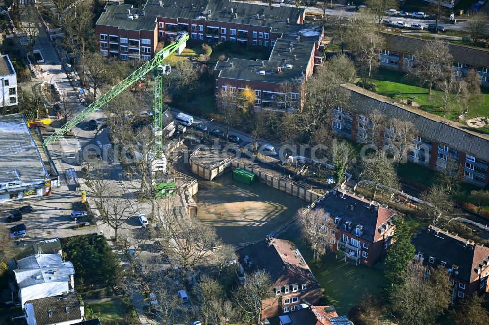 Aerial photograph Hamburg - Construction site for the multi-family residential building on Stresemannallee in the district Lokstedt in Hamburg, Germany