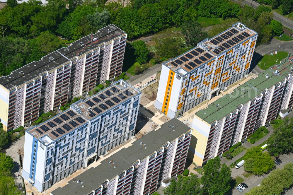 Aerial image Berlin - Construction site for the multi-family residential building with Studentenapartments of Belinovo Grundstuecksentwicklung GmbH on street Rhinstrasse in the district Friedrichsfelde in Berlin, Germany