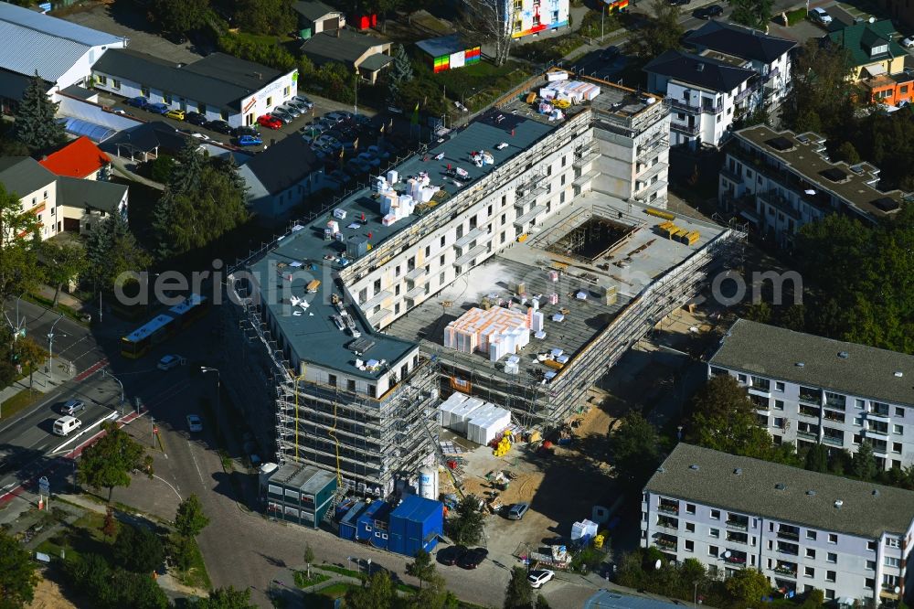 Aerial photograph Teltow - Construction site for the multi-family residential building in of Weserstrasse in Teltow in the state Brandenburg, Germany