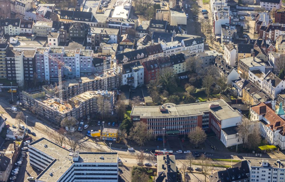 Aerial image Bochum - Construction site for the multi-family residential building Voedestrasse corner Friedrich-Ebert-Strasse in the district Wattenscheid in Bochum at Ruhrgebiet in the state North Rhine-Westphalia, Germany