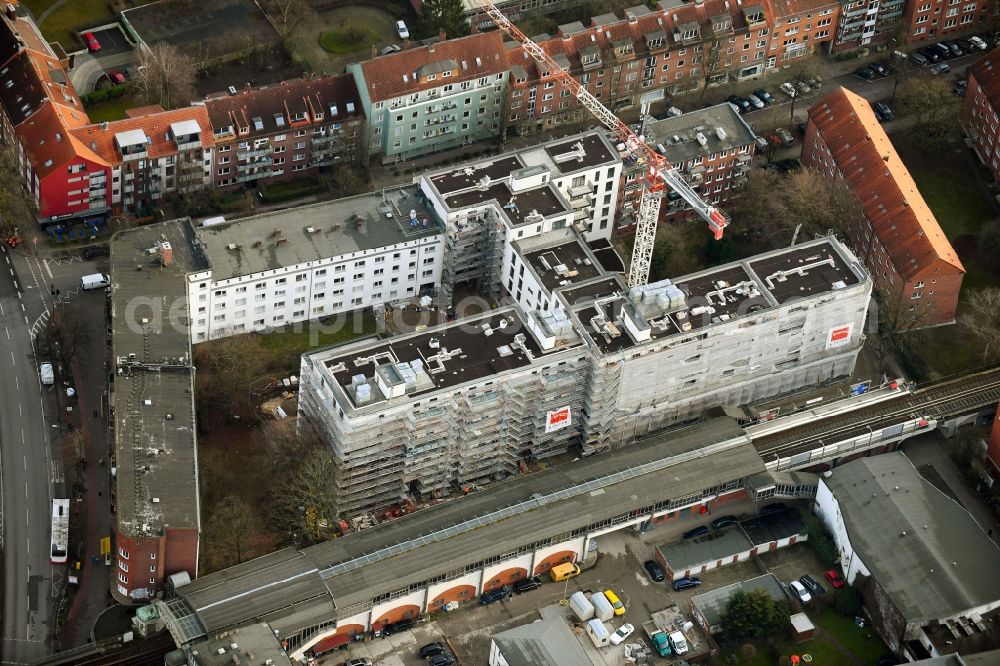 Aerial photograph Hamburg - Construction site for the multi-family residential building on Vogelweide in the district Barmbek-Sued in Hamburg, Germany
