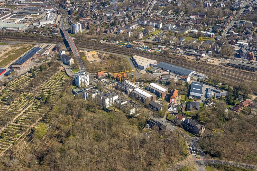 Aerial image Wesel - Construction site for the multi-family residential building in Wesel at Ruhrgebiet in the state North Rhine-Westphalia, Germany