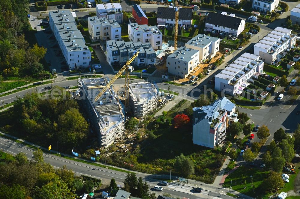 Teltow from above - Construction site for the multi-family residential building Whitehorse-Strasse corner Kingston Strasse in Teltow in the state Brandenburg, Germany