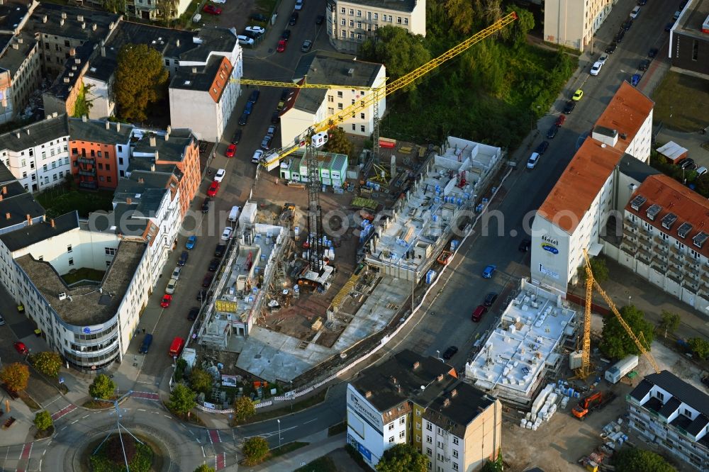 Magdeburg from above - Construction site for the multi-family residential building Wittenberger Platz - Rogaetzer Strasse - Schifferstrasse in the district Alte Neustadt in Magdeburg in the state Saxony-Anhalt, Germany