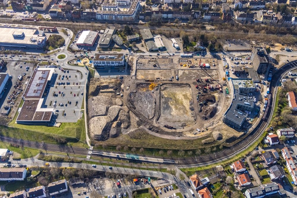 Aerial image Dortmund - Construction site for the multi-family residential building Wohnen on Hombrucher Bogen in the district Zechenplatz in Dortmund in the state North Rhine-Westphalia, Germany