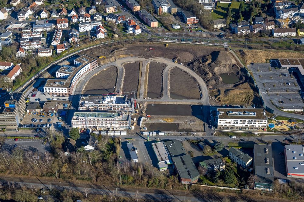 Aerial image Dortmund - Construction site for the multi-family residential building Wohnen am Hombrucher Bogen in the district Zechenplatz in Dortmund at Ruhrgebiet in the state North Rhine-Westphalia, Germany