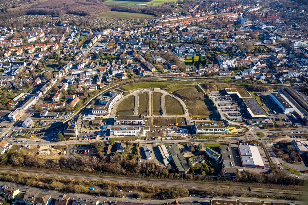 Aerial photograph Dortmund - Construction site for the multi-family residential building Wohnen on Hombrucher Bogen in the district Zechenplatz in Dortmund in the state North Rhine-Westphalia, Germany