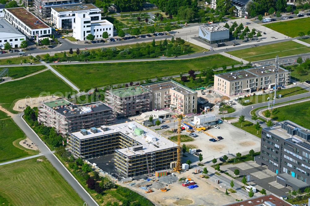 Aerial image Würzburg - Construction site for the multi-family residential building in residential area Hubland on street Beltwalk - Landsteinerstrasse in the district Frauenland in Wuerzburg in the state Bavaria, Germany