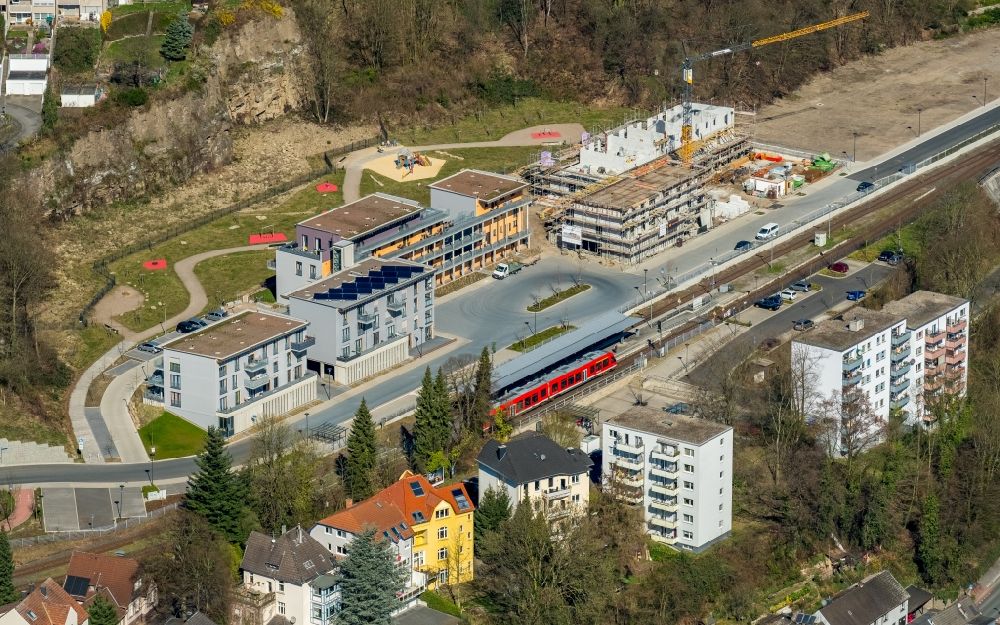 Herdecke from above - Construction site for the multi-family residential building of Wohnquartier Alter Steinbruch on Walter-Freitag-Strasse in the district Westende in Herdecke in the state North Rhine-Westphalia, Germany