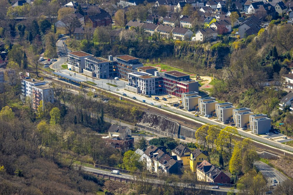 Aerial photograph Herdecke - Construction site for the multi-family residential building of Wohnquartier Alter Steinbruch on Walter-Freitag-Strasse in the district Westende in Herdecke in the state North Rhine-Westphalia, Germany