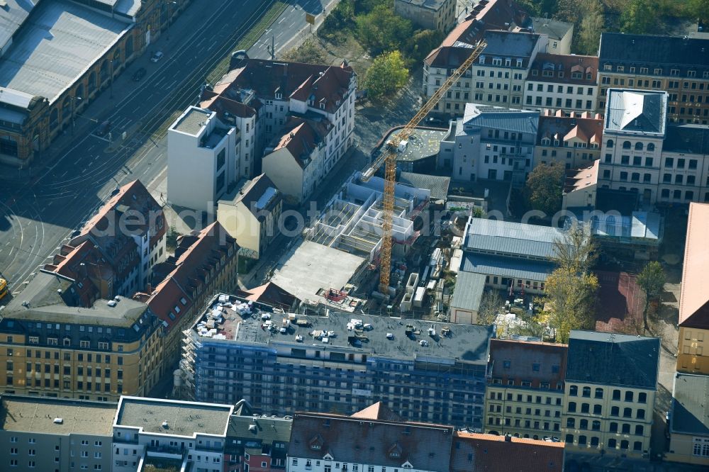 Aerial image Dresden - Construction site for the multi-family residential building between Weisseritzstrasse and Seminarstrasse in the district Friedrichstadt in Dresden in the state Saxony, Germany