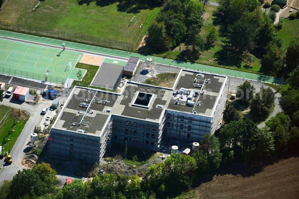 Aerial image Würzburg - Construction site for the new construction of a dorm residential care home - building for the physically handicapped Jakob Riedinger Haus in the district Heuchelhof in Wuerzburg in the state Bavaria, Germany