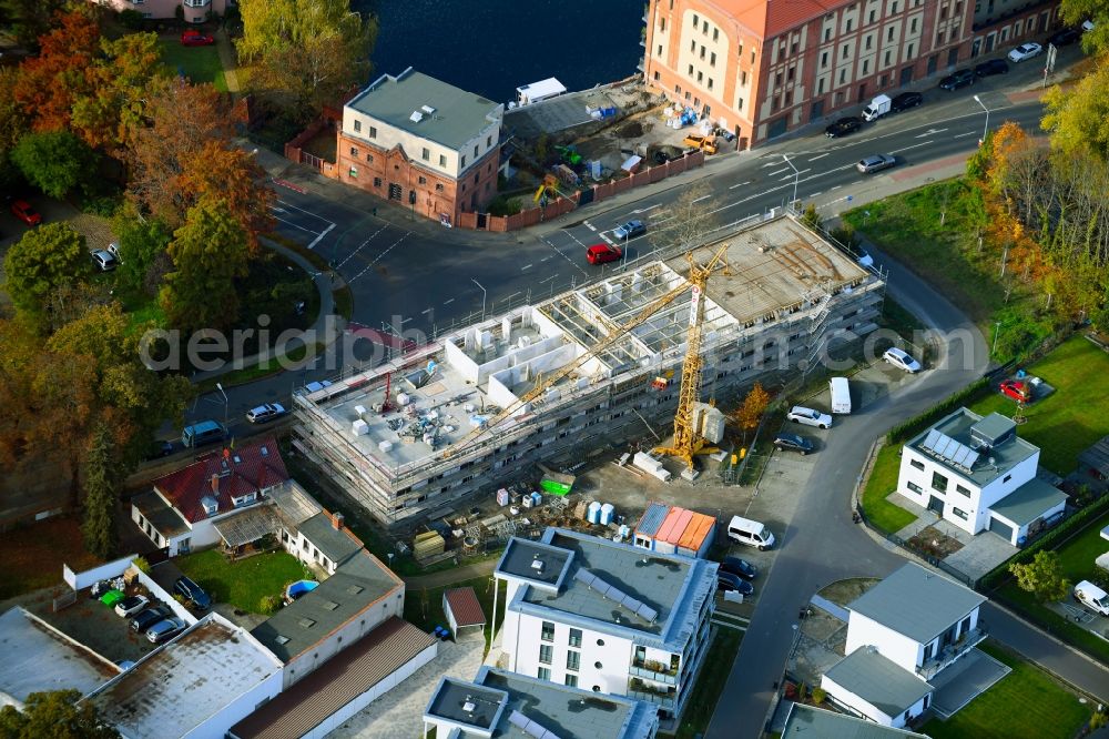 Brandenburg an der Havel from the bird's eye view: Construction site for the new construction of a dorm residential care home - building for the physically handicapped Krakauer Strasse in Brandenburg an der Havel in the state Brandenburg, Germany