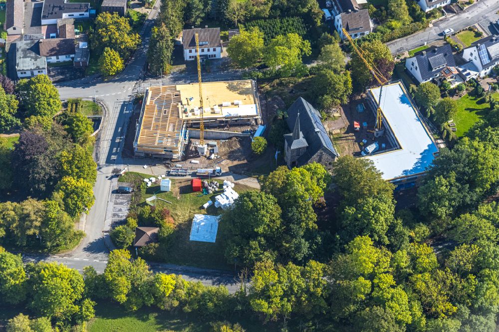Aerial image Lendringsen - Construction site for the new construction of a dorm residential care home - building for handicapped people in Lendringsen in the state North Rhine-Westphalia, Germany