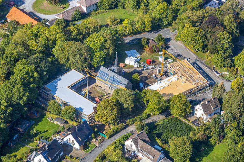 Aerial photograph Lendringsen - Construction site for the new construction of a dorm residential care home - building for handicapped people in Lendringsen in the state North Rhine-Westphalia, Germany